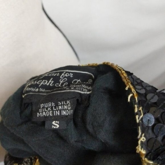Joseph Le Bon Vintage Silk Sequin Black Gold Sweater S - Picture 7 of 7